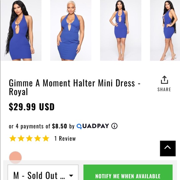 Fashion NOVA Mini Halter Dress-Royal Blue - Picture 2 of 3